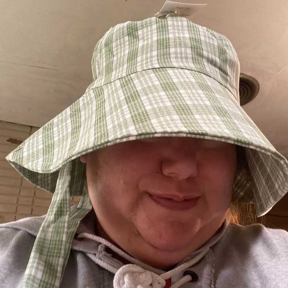 2/$30 New Cotton On Hazel wide brim sun hat with strings striped green